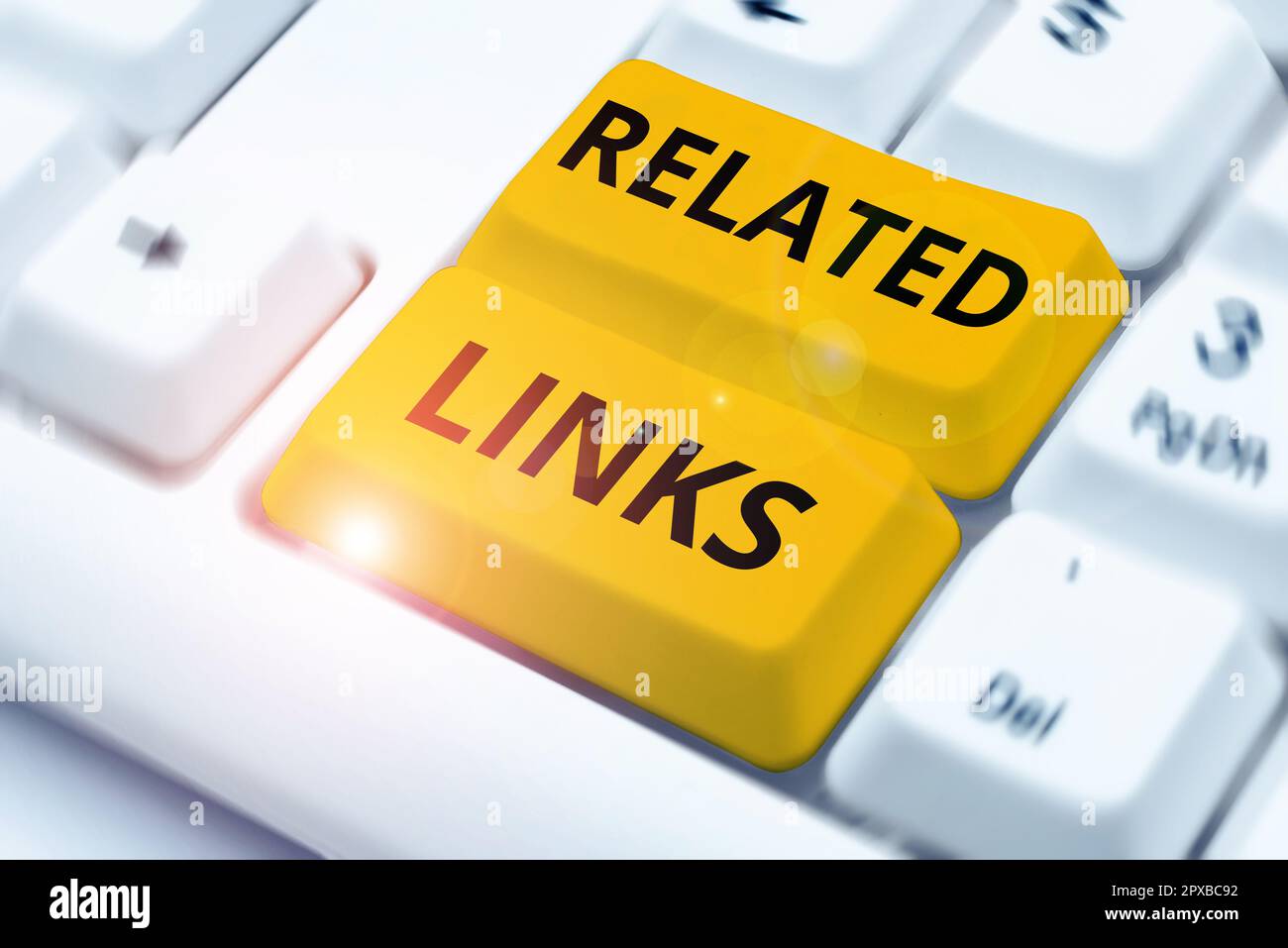 Textzeichen mit zugehörigen Links, Word für Website innerhalb einer Webseite Querverweis Hotlinks Hyperlinks Stockfoto