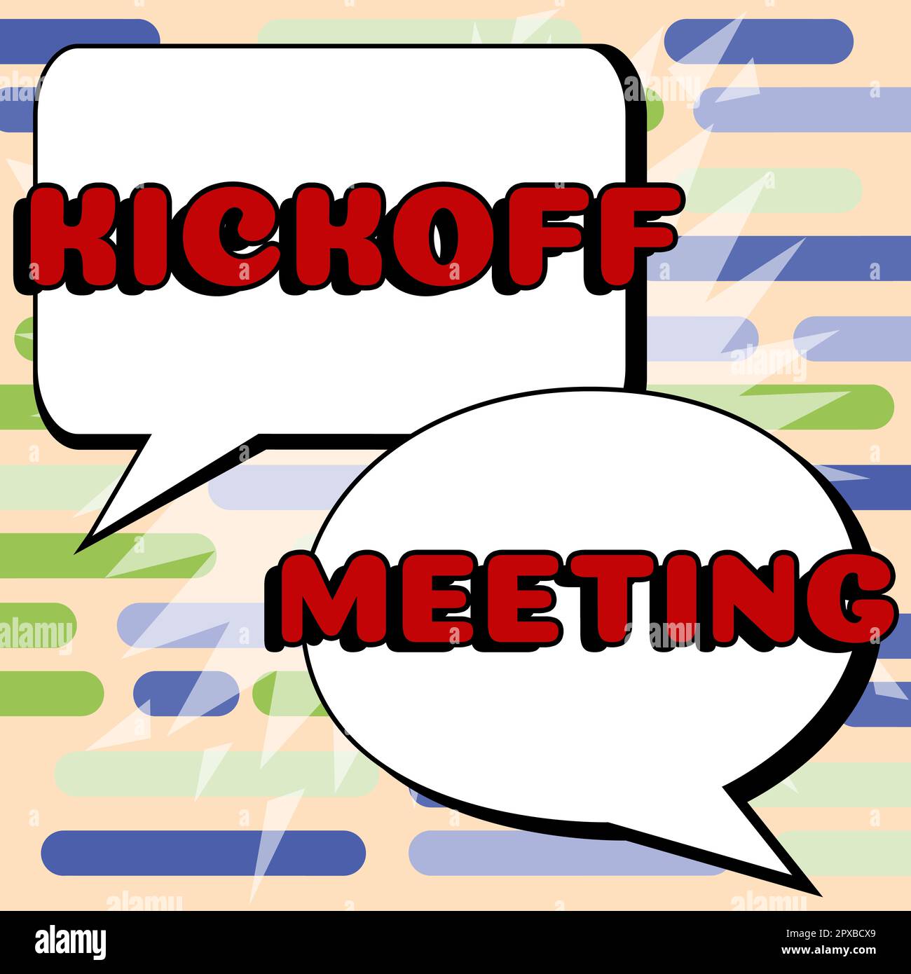 Textzeichen mit Kickoff Meeting, Business Concept Special Discussion on the Legalities involved in the project Stockfoto