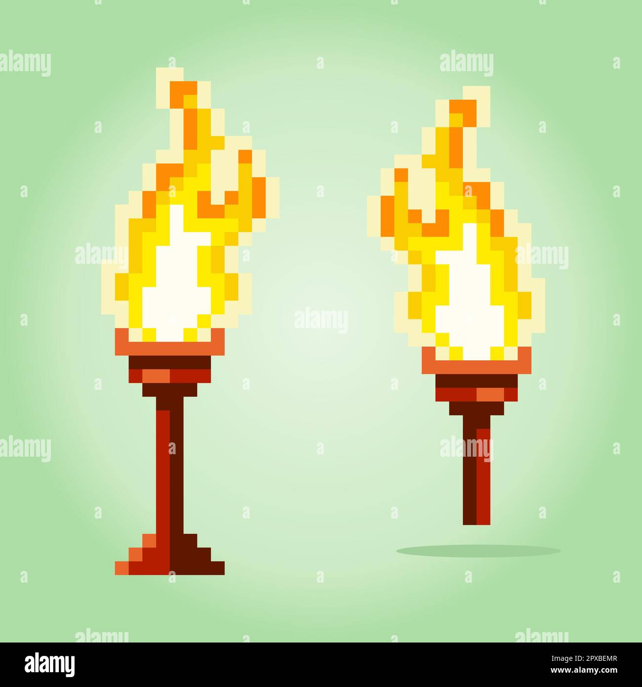 8-Bit-Pixel-Taschenlampenbild. Asset-Spiel auf Vektordarstellung. Stock Vektor