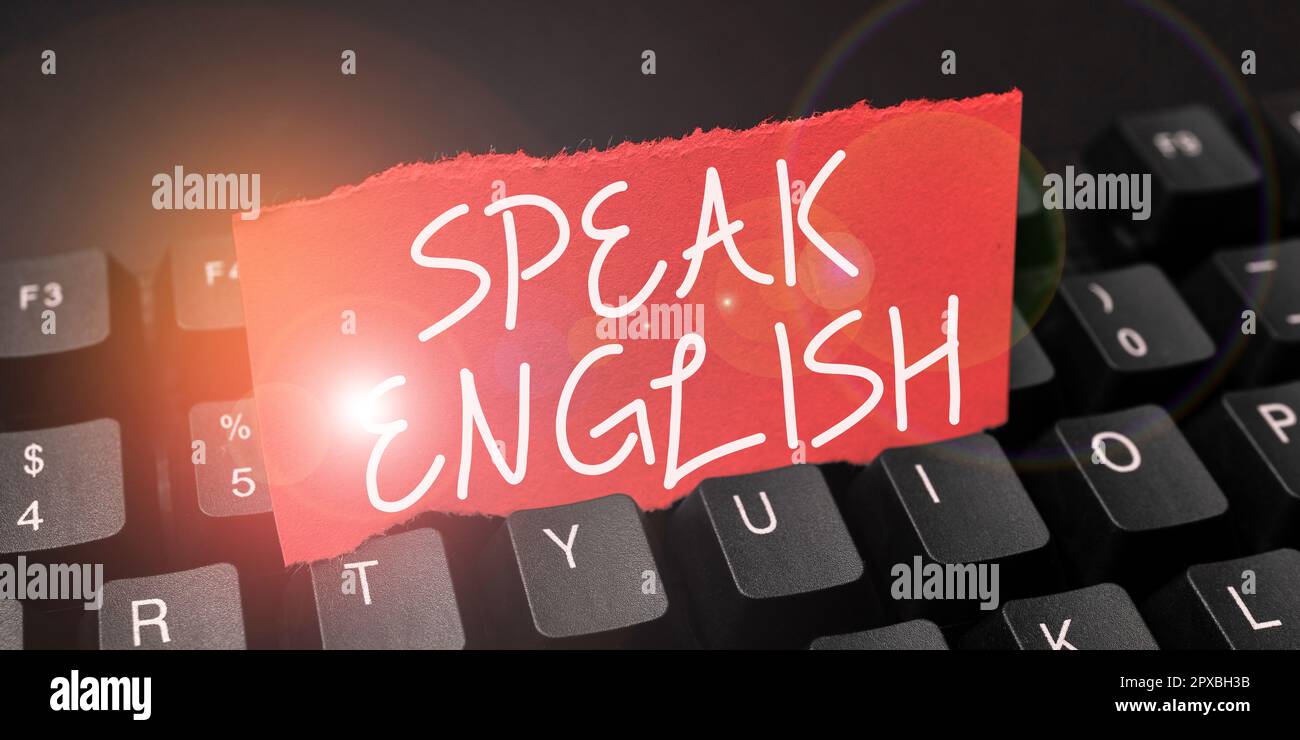 Handschriftlicher Text spricht Englisch, konzeptionelles Foto Lernen Sie eine andere Fremdsprache Online-verbale Kurse Stockfoto