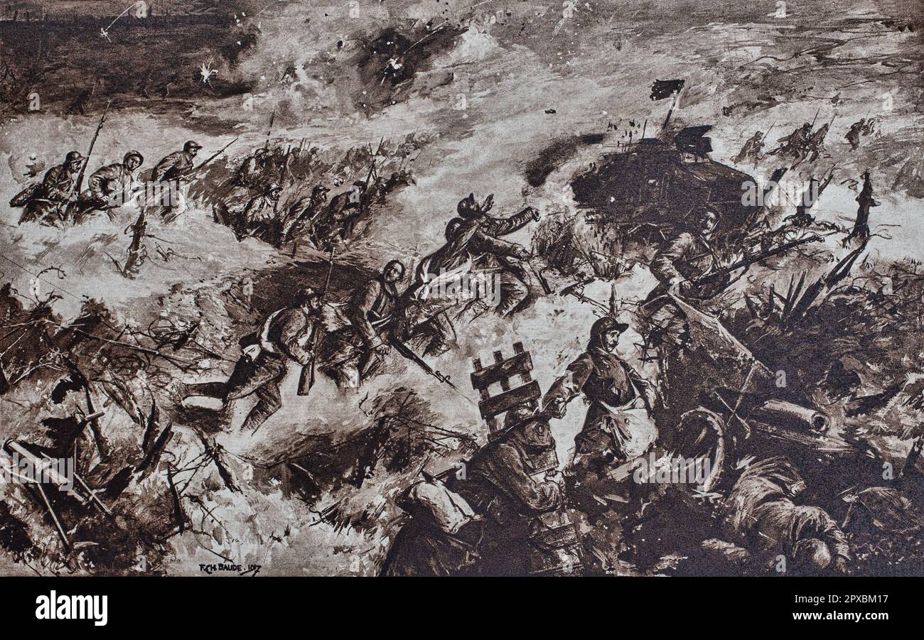 Erster Weltkrieg Frankreich im Krieg. Die Schlacht an der Somme. Von F.Ch. Baude Stockfoto