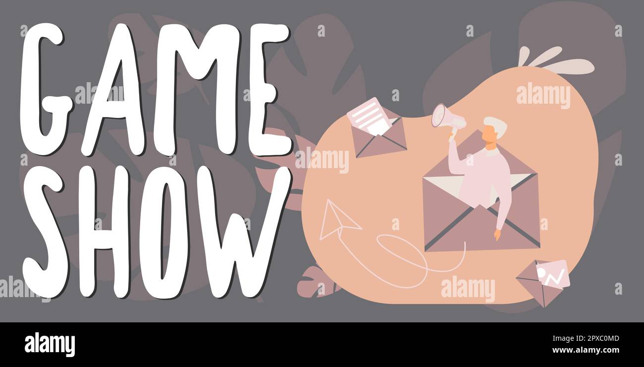 Schreiben, bei der eine Spielshow, Konzept bedeutet Programm im Fernsehen oder Radio mit Gewinnern gezeigt wird Stockfoto