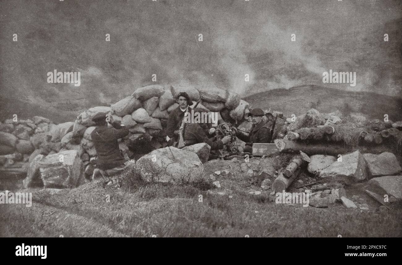 Erster Weltkrieg Frankreich im Krieg. Im Elsass, 15. Juni 1915: Bombardierung der deutschen Schützengräben des Braunkopf. Um 16:30, am selben Tag, starteten französische Jäger einen Angriff auf die Position. Stockfoto
