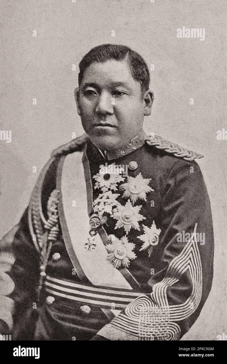 Feldmarschall marquis Iwao Oyama. Prinz Ōyama Iwao, OM, GCCT (1842-1916) war ein japanischer Feldmarschall und einer der Gründer der kaiserlichen Japanischen Armee. Stockfoto