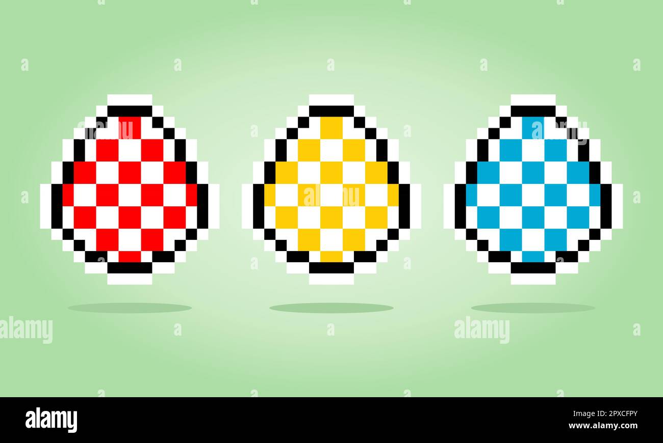 8-Bit-Pixel-Eierbild. Abbildung: Vektoren für Pixelgrafiken. Eier für Spielressourcen Stock Vektor