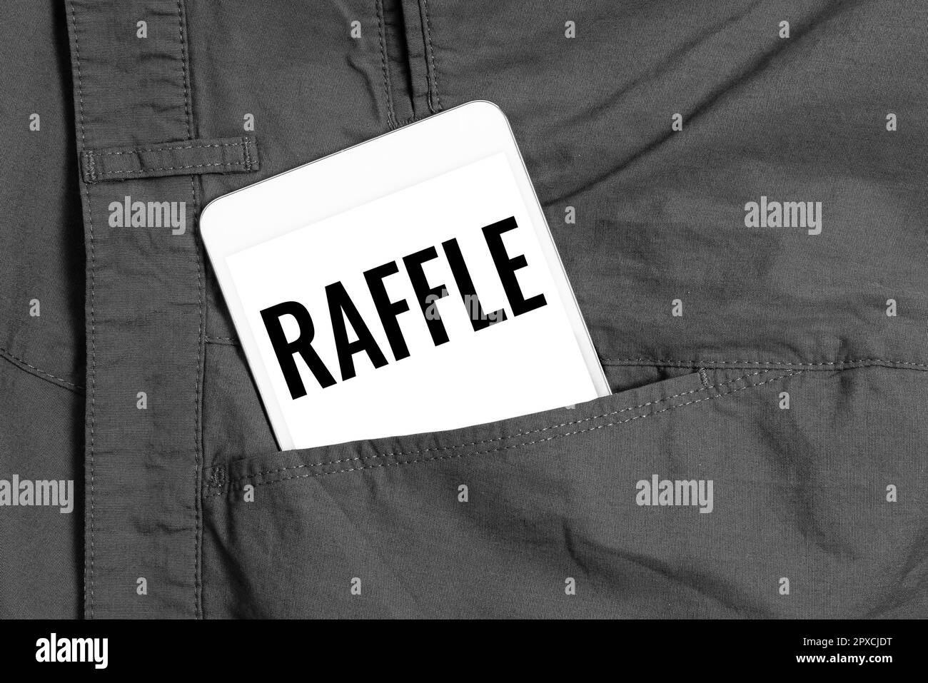 Das Textzeichen zeigt Raffle, Business, wie man Geld sammeln kann, indem man nummerierte Tickets als Preis verkauft Stockfoto