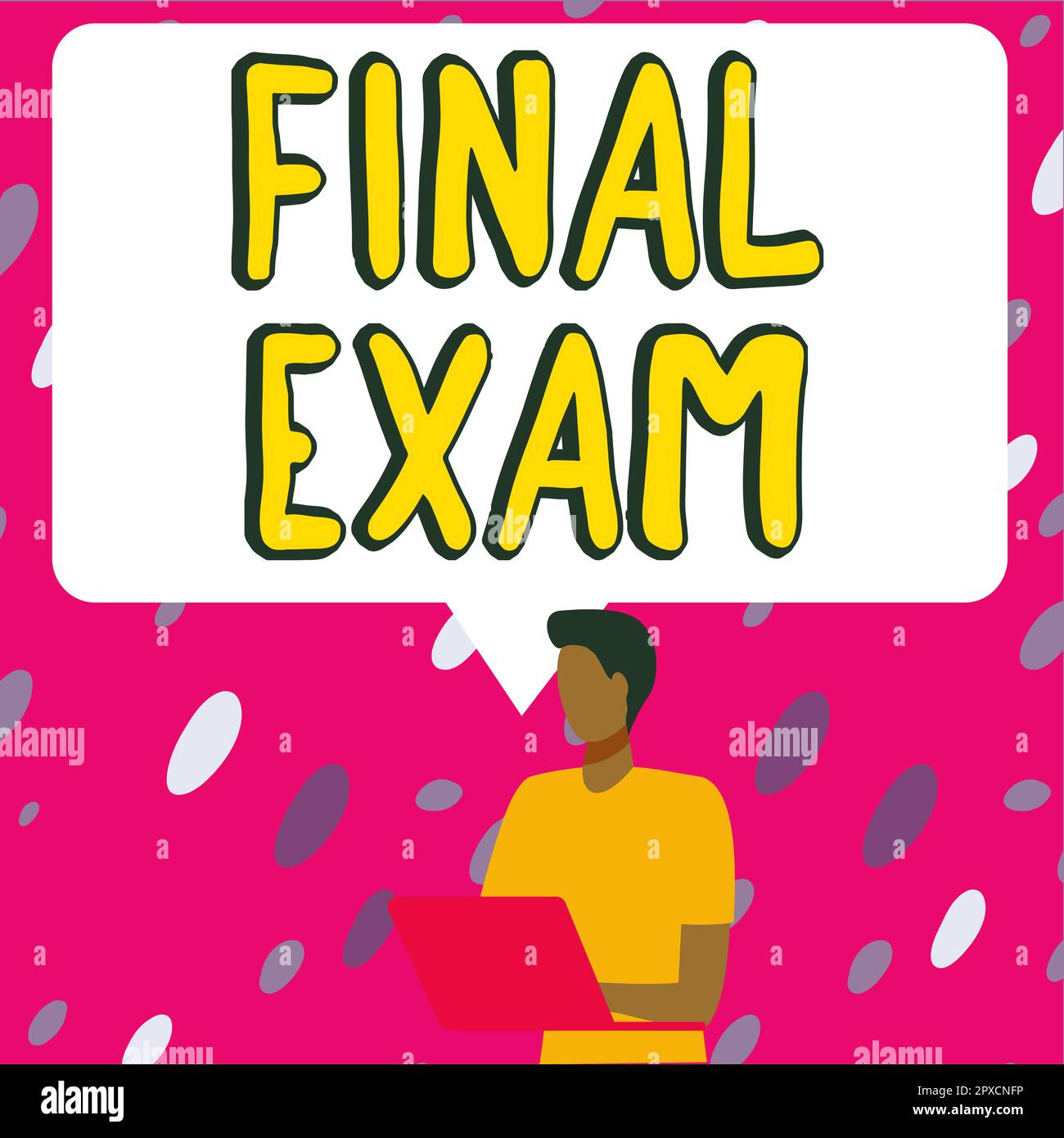 Textzeichen mit Abschlussprüfung, Conceptual Photo Test, der dem Teilnehmer am Ende eines Studiums oder einer Schulung ausgehändigt wird Stockfoto