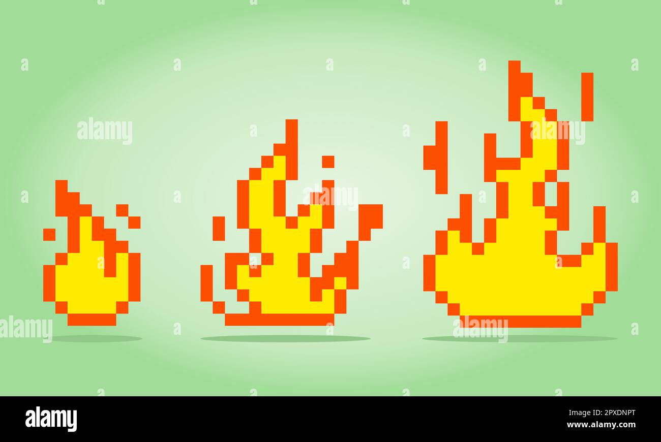 8-Bit-Pixel ein Feuer für GUI-Image. Asset-Spiel auf Vektordarstellung. Stock Vektor
