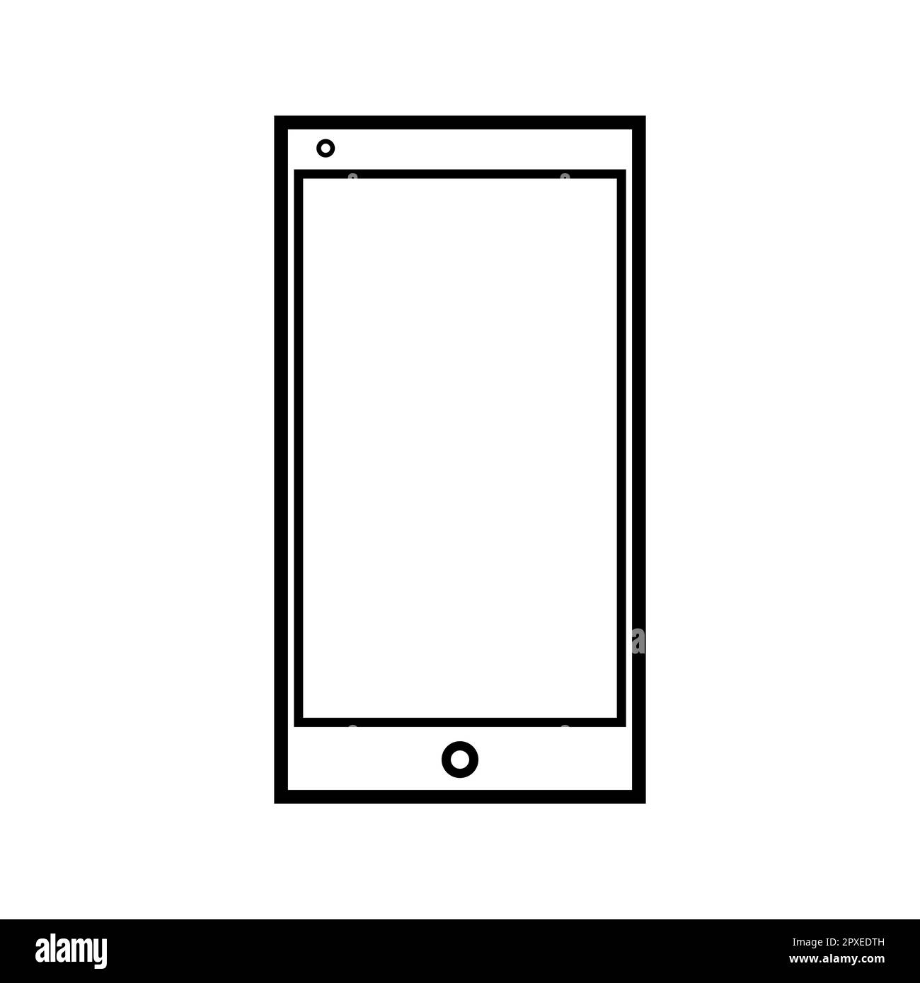 Vektordarstellung eines schwarz-weißen, modernen digitalen Symbols eines rechteckigen Smartphones mit isoliertem weißem Hintergrund. Co Stock Vektor