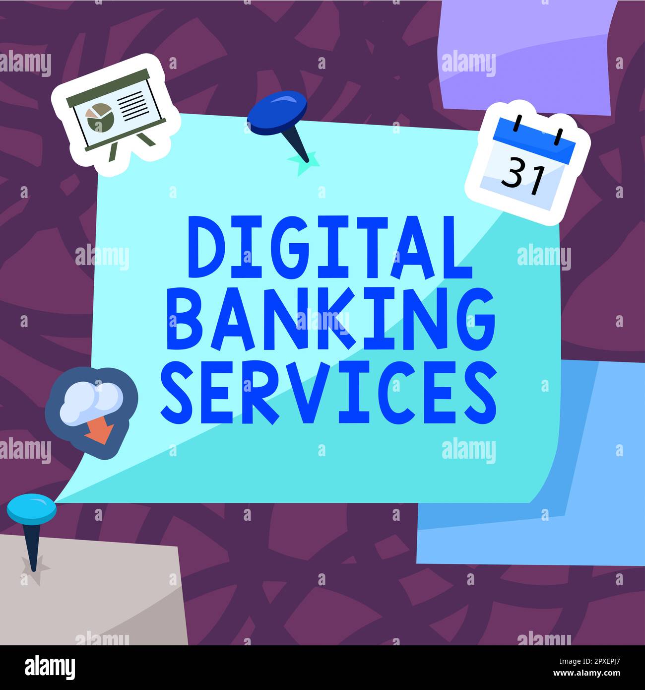 Inspiration mit Signage Digital Banking Services, Business Approach Business, Technologie, Internet und Networking Stockfoto