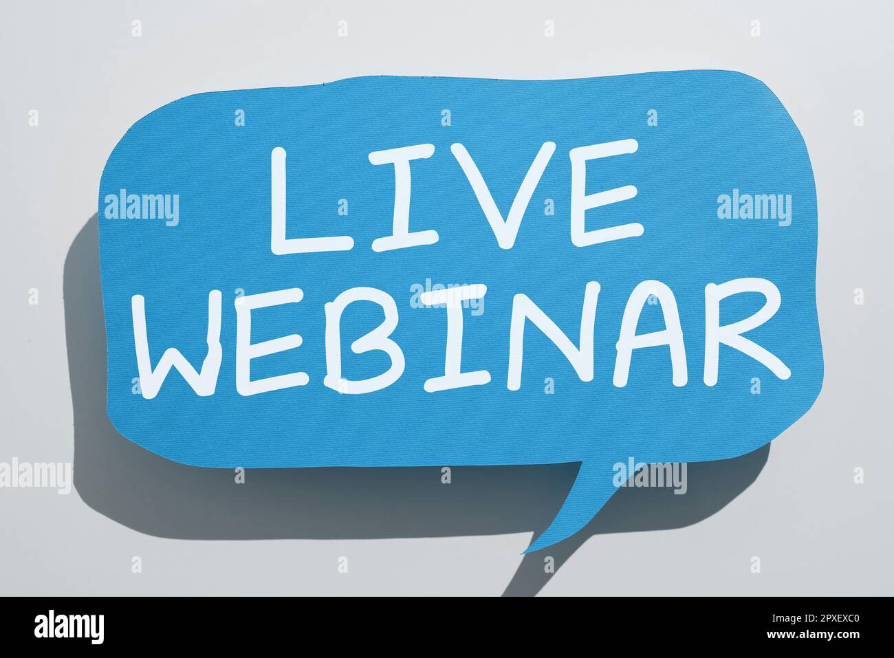 Handgeschriebener Text Live-Webinar, Word für interaktives Seminar, in Echtzeit über das Internet übertragen Stockfoto