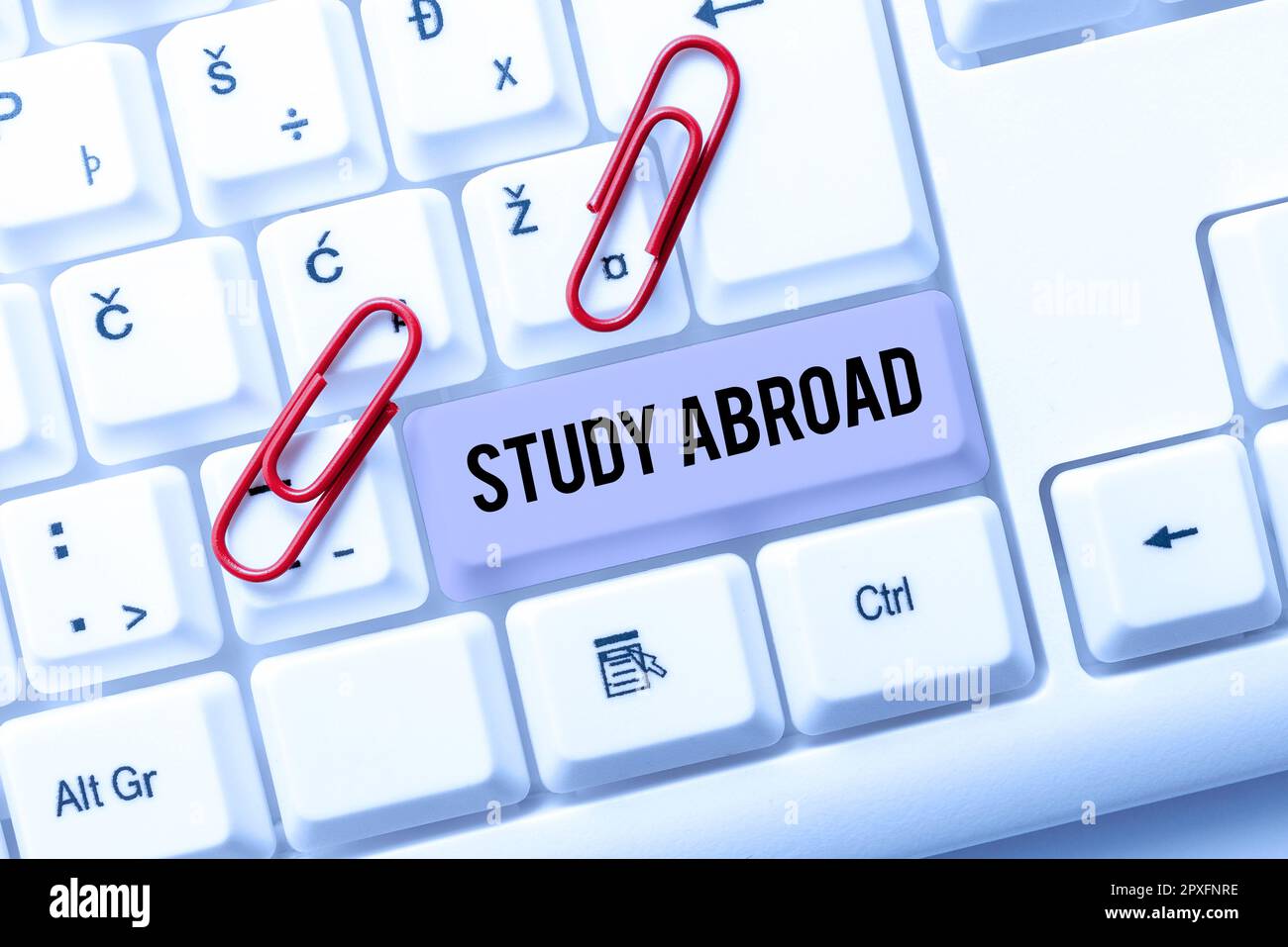 Textüberschrift Präsentation von Studien im Ausland, Geschäftskonzept, das Bildungsmöglichkeiten im Ausland verfolgt Stockfoto