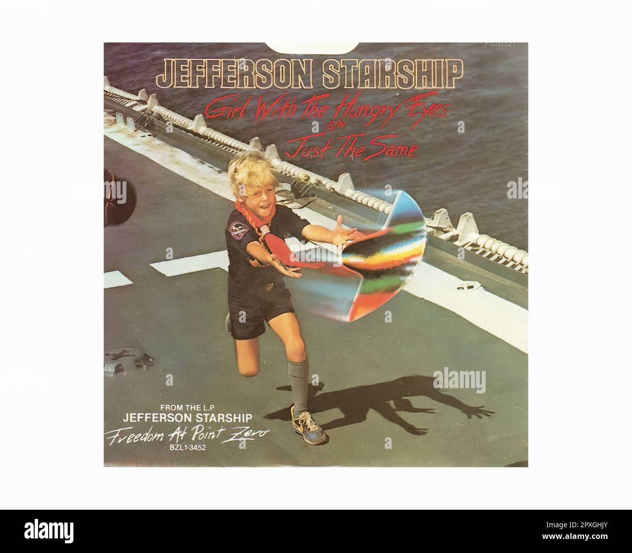 Jefferson Starship - 1980 02 A - Vintage 45 U/MIN Musik Vinyl Schallplatte Stockfoto