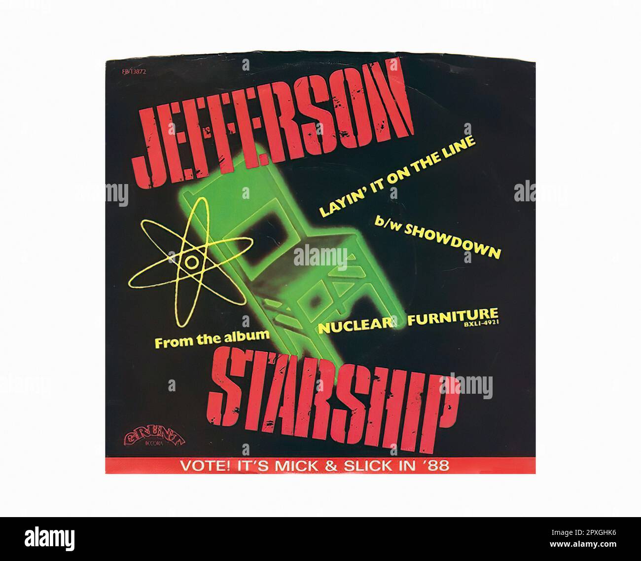 Jefferson Starship - 1984 08 A - Vintage 45 U/MIN Musik Vinyl Schallplatte Stockfoto