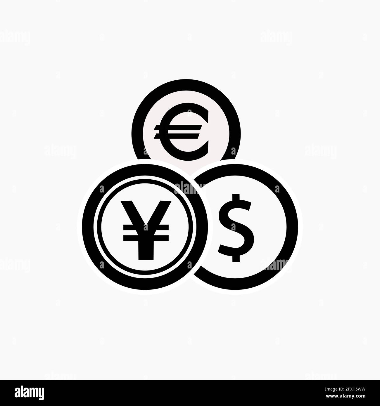 Symbol für Geldwechsel. Währungszeichen der Bank. Symbol für Euro- und Dollar-Bargeldtransfers. Stock Vektor