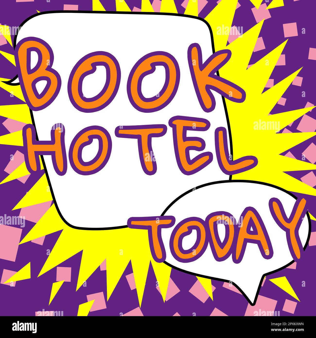 Handgeschriebenes Schild Book Hotel, ein Wort steht auf einem Arrangement, das Sie für ein Hotelzimmer oder eine Unterkunft treffen Stockfoto
