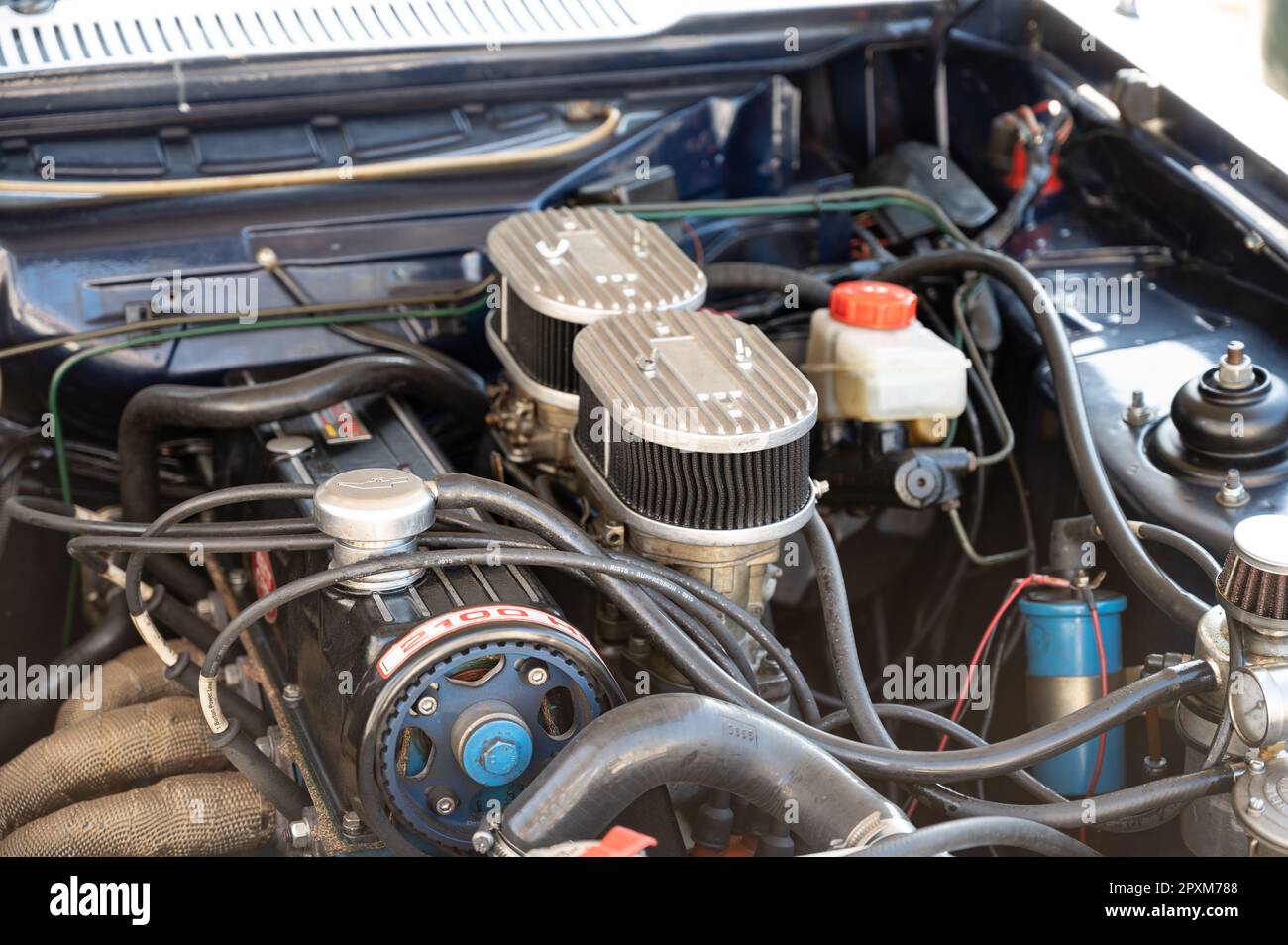 Detail des Motors eines Ford Capri Stockfoto