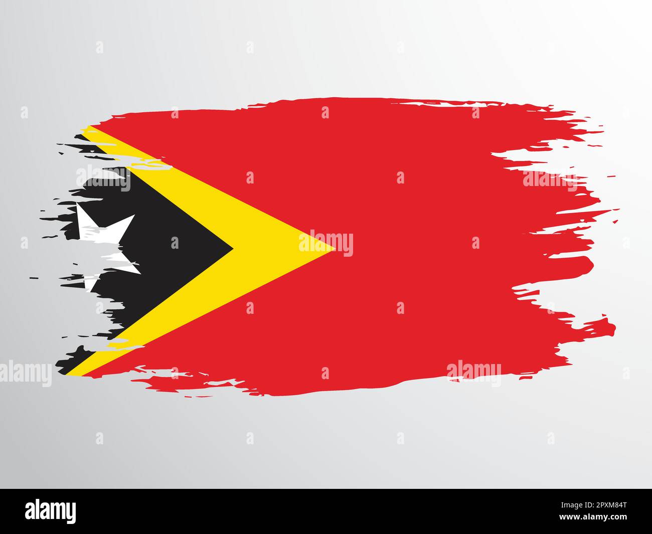 Flagge von Osttimor (Timor-Leste), mit einem Pinsel bemalt Stock Vektor