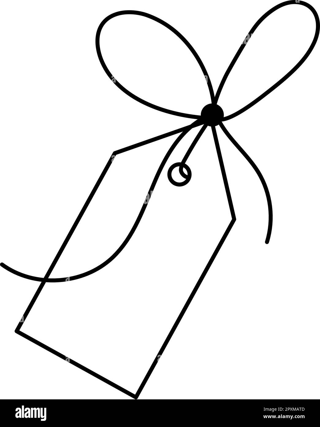 Schleife mit Beschriftungsanhänger für ein Vektorsymbol mit Geschenkband. Stock Vektor