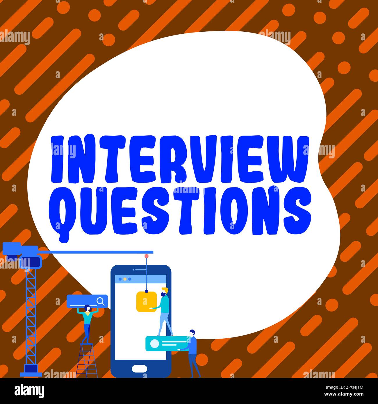 Inspiration: Unterschreiben Sie Fragen zum Vorstellungsgespräch, ein Wort zum typischen Thema wird während eines Vorstellungsgesprächs gestellt oder erkundigt Stockfoto