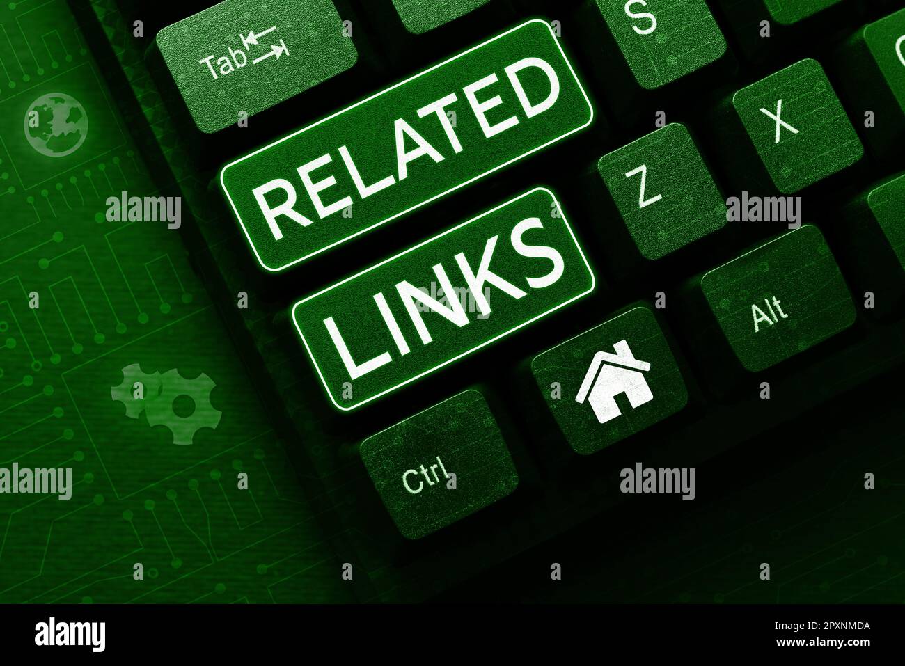 Schild mit zugehörigen Links, Website zum Geschäftsansatz innerhalb einer Webseite Querverweis Hotlinks Hyperlinks Stockfoto