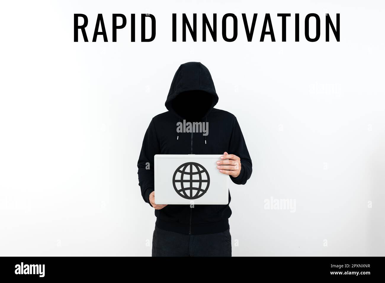 Handgeschriebenes Schild Rapid Innovation, Business Approach, charakteristisch für eine Website, die Suchmaschinenalgorithmen verwendet Stockfoto