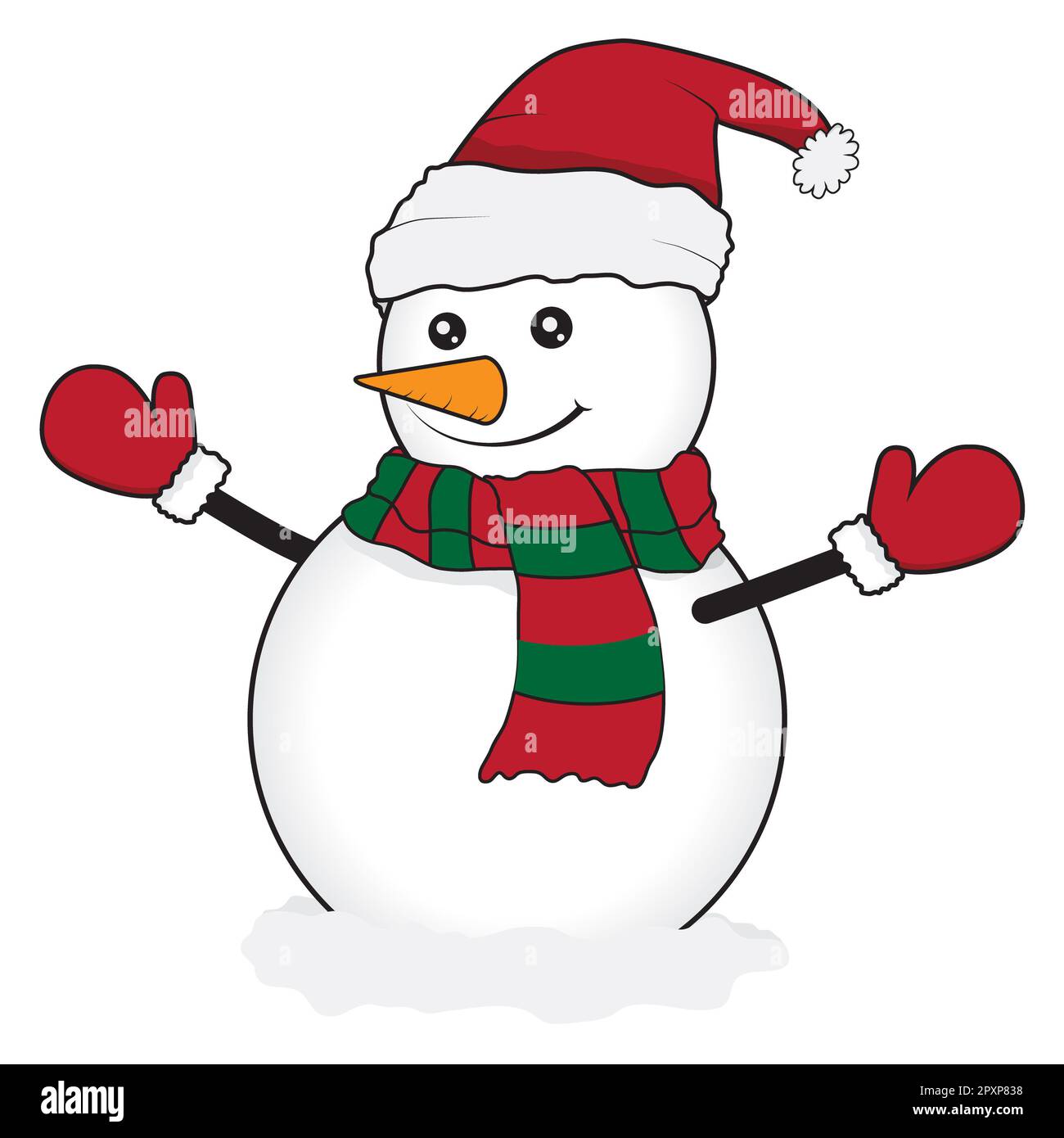 Süßer Schneemann, der Weihnachten fröhlich macht. Machen Sie Ihre Weihnachtsfeier mit diesem bezaubernden und liebenswerten Schneemann fröhlicher. Dieser süße Schneemann Stockfoto