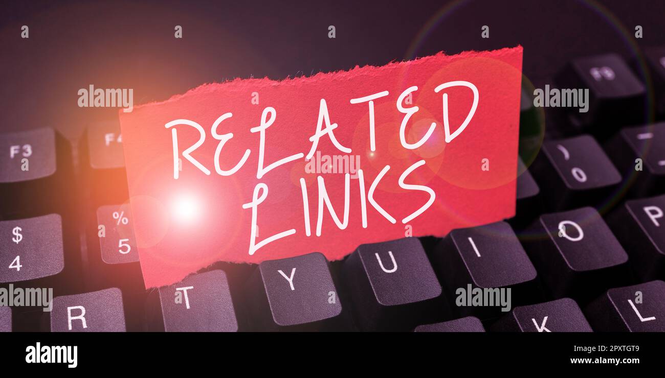 Konzeptionelle Anzeige Verwandte Links, Business Showcase Website innerhalb einer Webseite Querverweise Hotlinks Hyperlinks Stockfoto