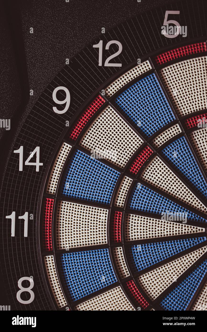 Nahaufnahme des Ziels aus einem Dartspiel. Stockfoto