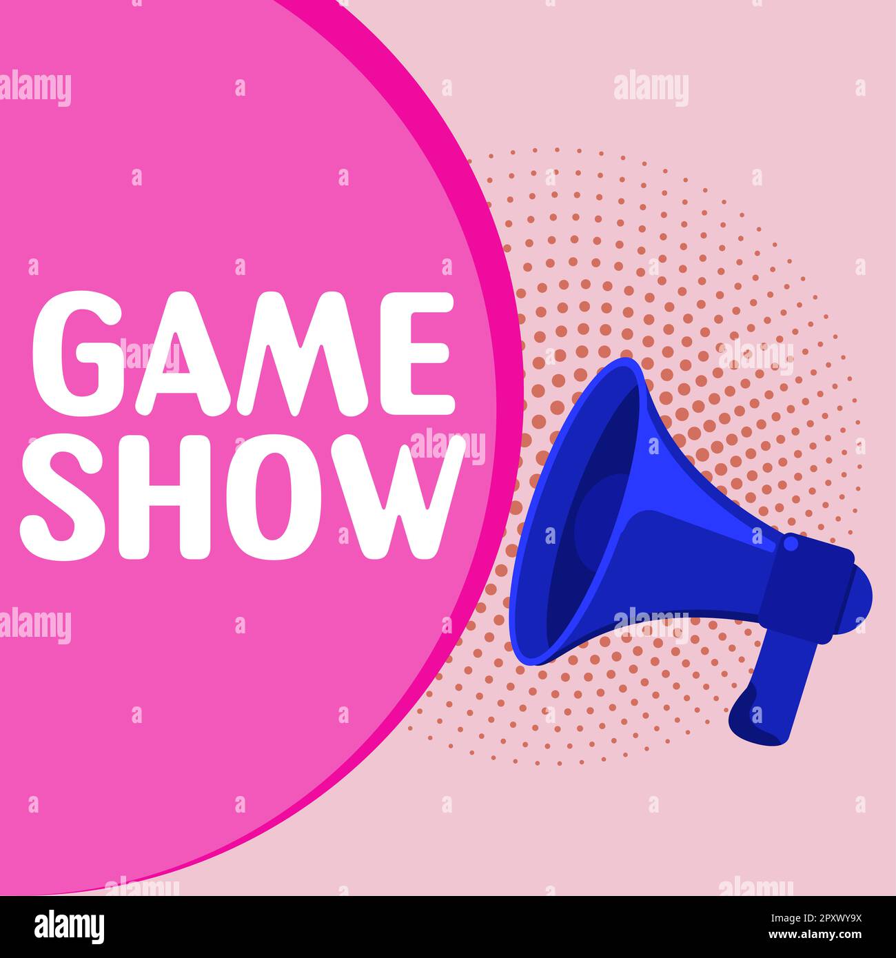 Konzeptionelle Spielshow, Word for Program im Fernsehen oder Radio mit Spielern, die Preise gewinnen Stockfoto