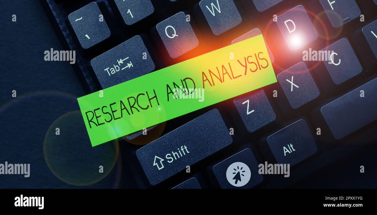 Text mit Inspiration Research and Analysis, Business Overview Strategic Thinking and Decision Making Existing and New (Inspirationsforschung und -Analyse, Geschäftsübersicht, strategisches Stockfoto