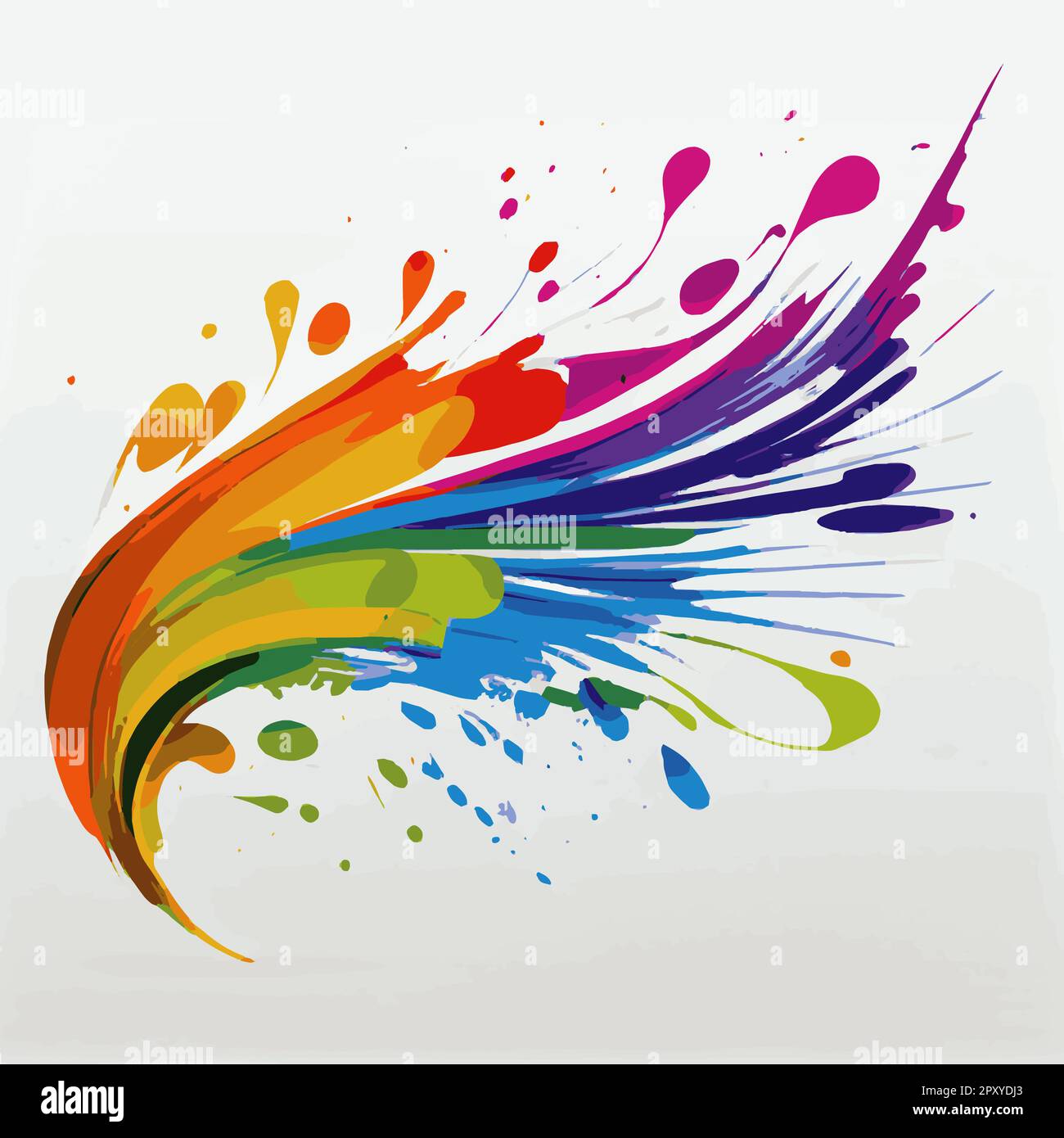 Flecken, Farbflecken auf weißem Hintergrund, mehrfarbige Farben, Regenbogen – Vektordarstellung Stockfoto