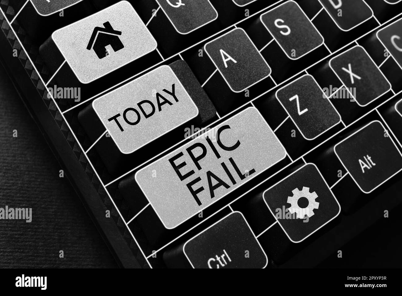 Das Textzeichen zeigt Epic Fail, Business zeigt einen spektakulär peinlichen Fehler, erniedrigende Situation Stockfoto