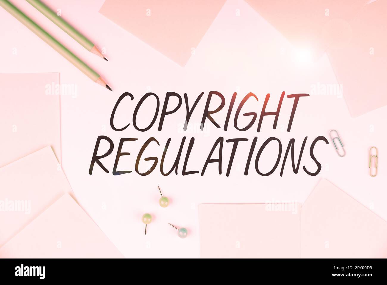 Textzeichen mit Copyright-Bestimmungen, Word für Gesetzestexte, die die Originalwerke der Urheberschaft regeln Stockfoto