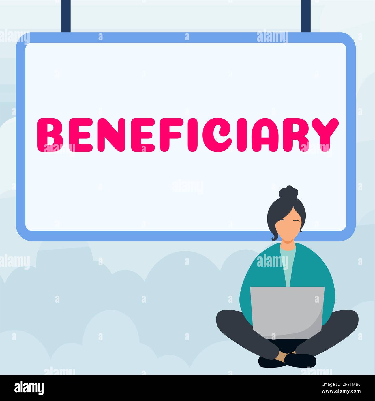 Schreiben mit Text Begünstigter, Geschäftsidee eine Person oder Sache, die Hilfe oder einen Vorteil aus etwas erhält Stockfoto