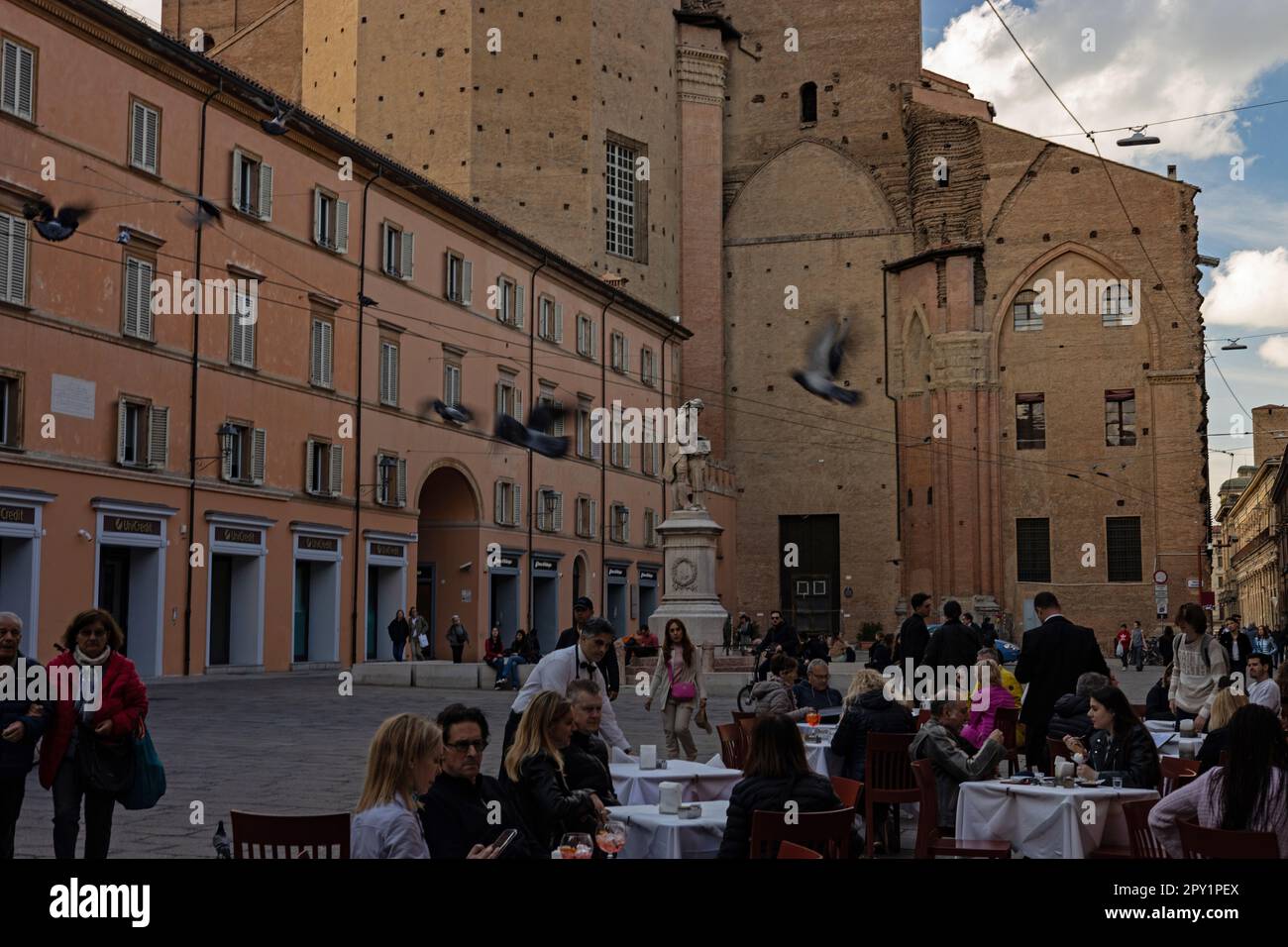 Piazza Galvani in Bologna Stockfoto