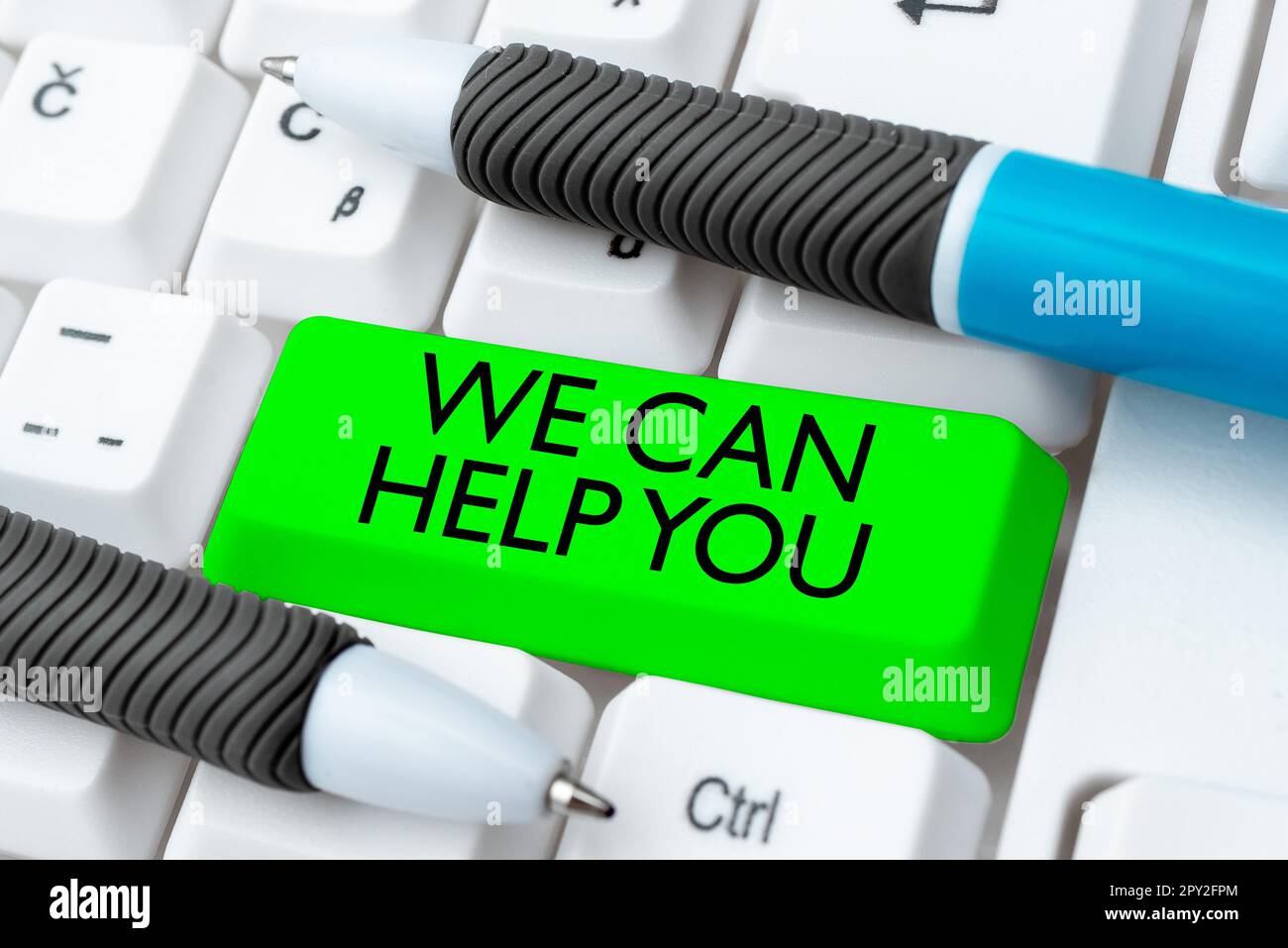 Text wird angezeigt Wir können Ihnen helfen, Business Approach Support Assistance Offering Customer Service Attention Stockfoto