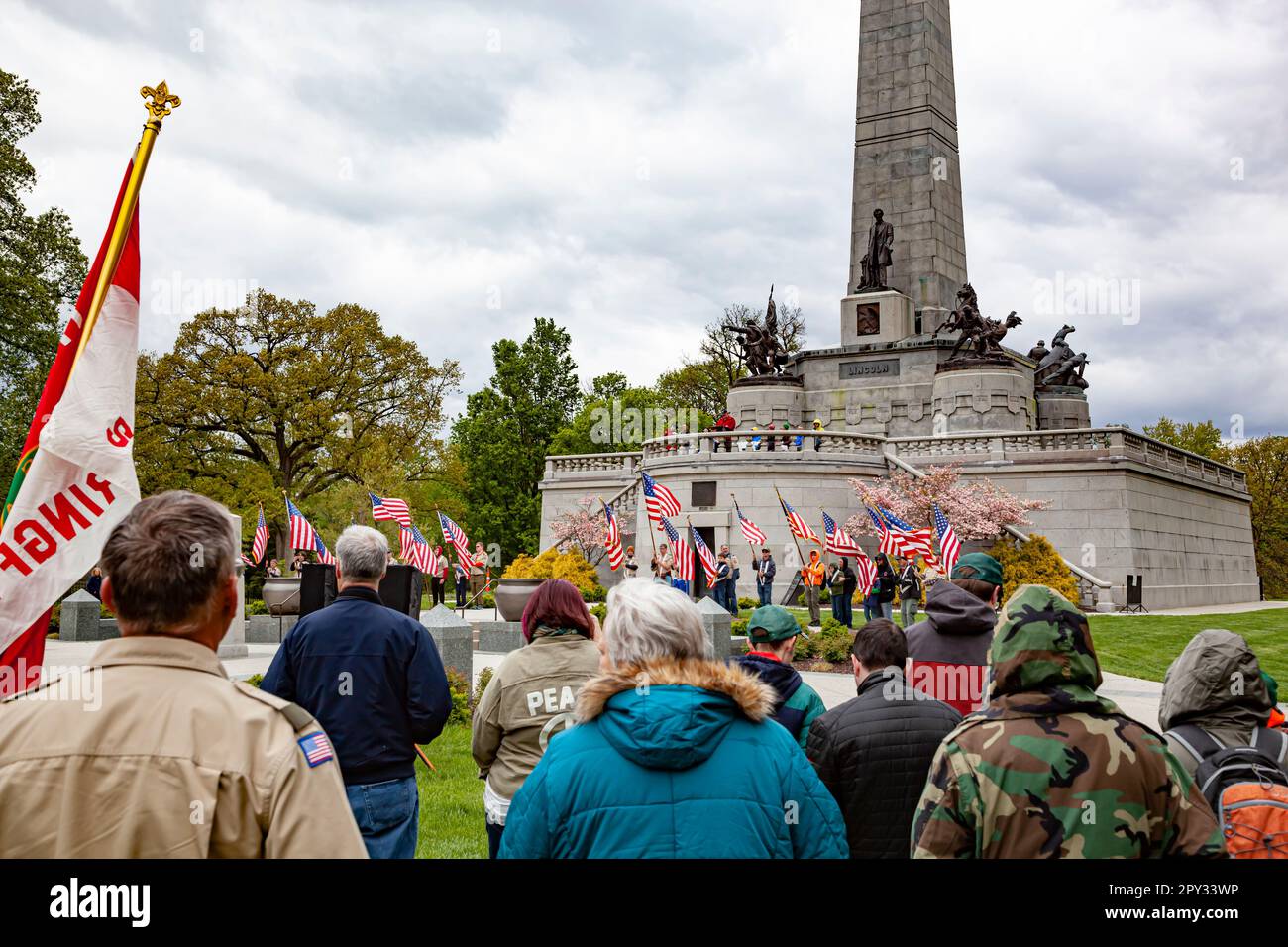 A Boy Scouts of America pilgramicdge to the Lincoln Tomb in Springfield, Illinois, USA Stockfoto