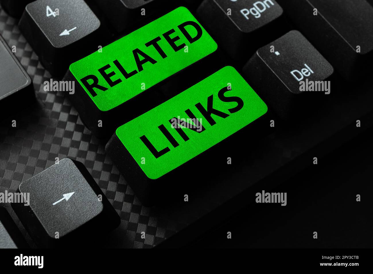 Handgeschriebene Schilder Verwandte Links, konzeptionelle Foto-Website innerhalb einer Webseite Querverweis Hotlinks Hyperlinks Stockfoto