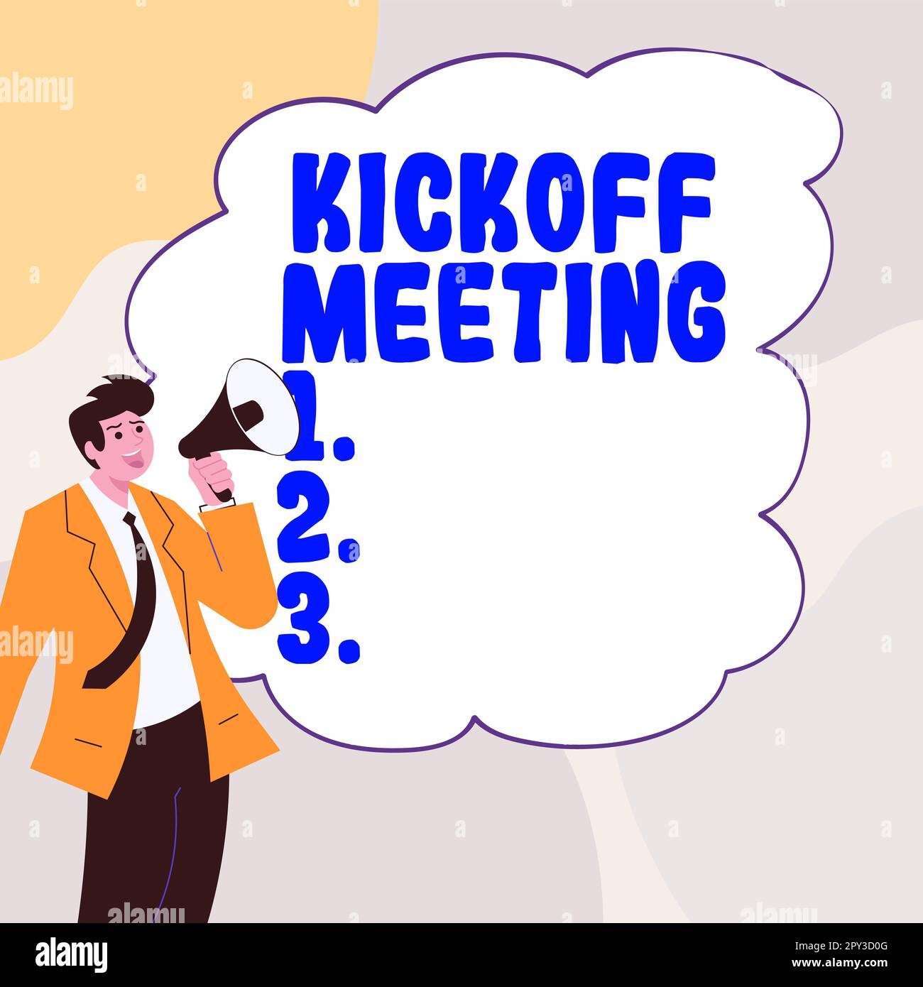 Konzeptionelle Überschrift Kickoff Meeting, Konzept bedeutet spezielle Diskussion über die Rechtmäßigkeit des Projekts Stockfoto