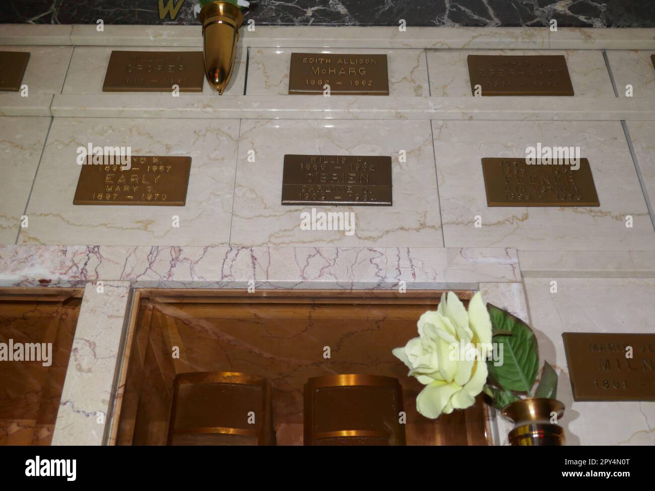 Los Angeles, Kalifornien, USA 2. Mai 2023 Animator Willie O'Brien Niche/Grave in der Deodora Hall South in der Chapel of the Pines am 2. Mai 2023 in Los Angeles, Kalifornien, USA. Foto: Barry King/Alamy Stock Photo Stockfoto