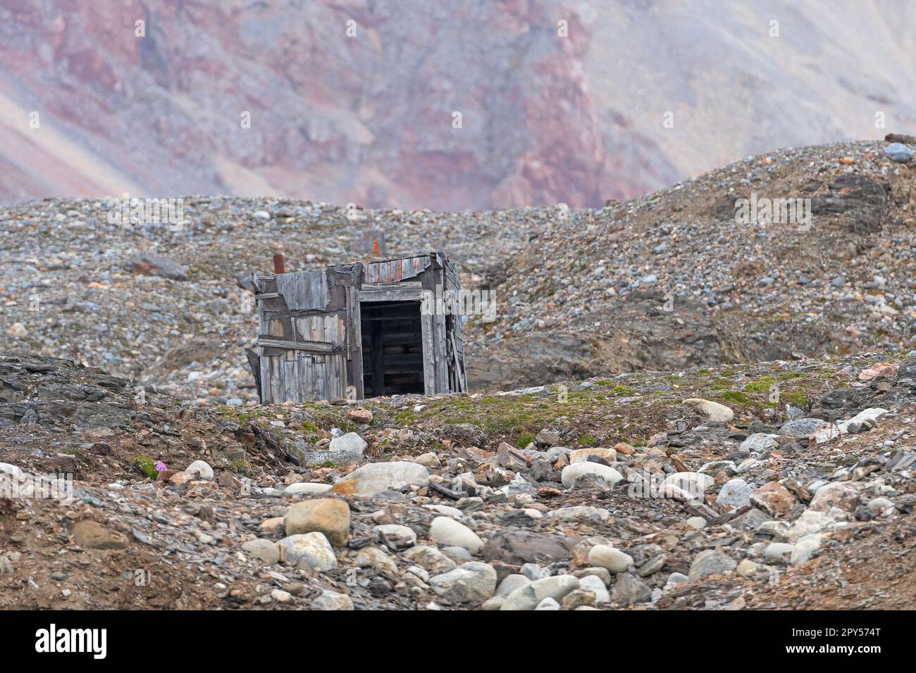 Verlassene Trapper Hütte in der Arktis Stockfoto