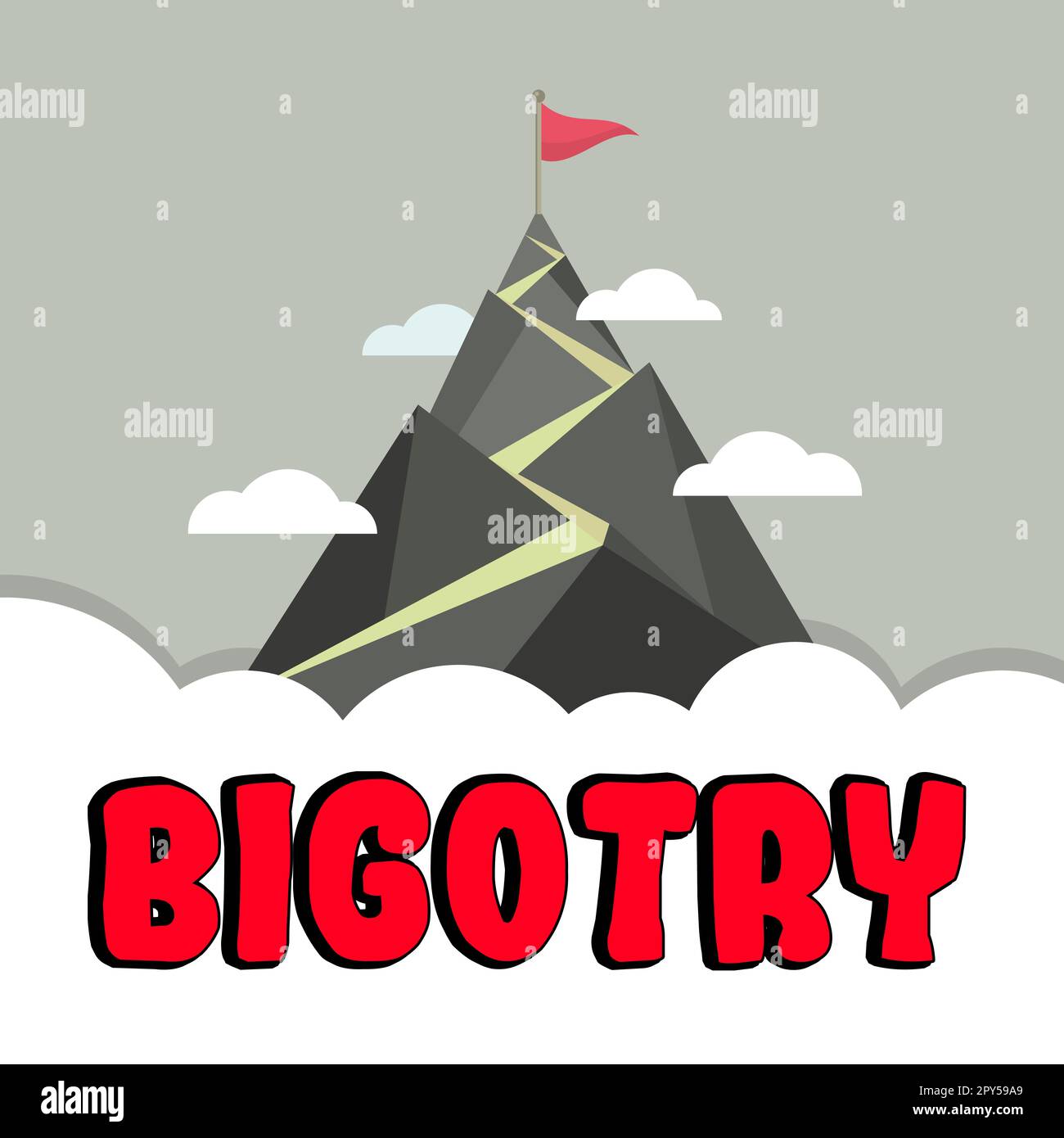 Handschriftlicher Text Bigotterie. Geschäftsidee: Hartnäckige oder intolerante Hingabe zu eigenen Meinungen und Vorurteilen Stockfoto