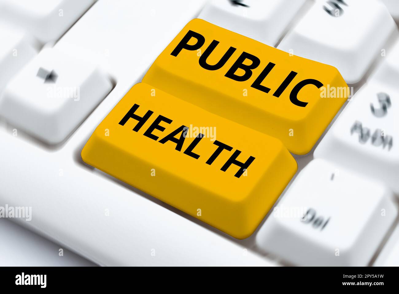 Konzeptunterschrift Public Health. Internetkonzept zur Förderung einer gesunden Lebensweise für die Gemeinschaft und ihre Menschen Stockfoto