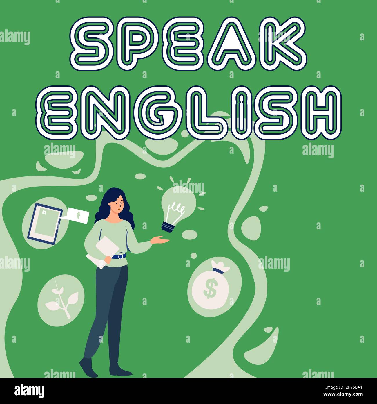 Handschriftentext sprechen Englisch. Konzeptfoto Lernen Sie eine andere Fremdsprache Online-Verbal-Kurse Stockfoto