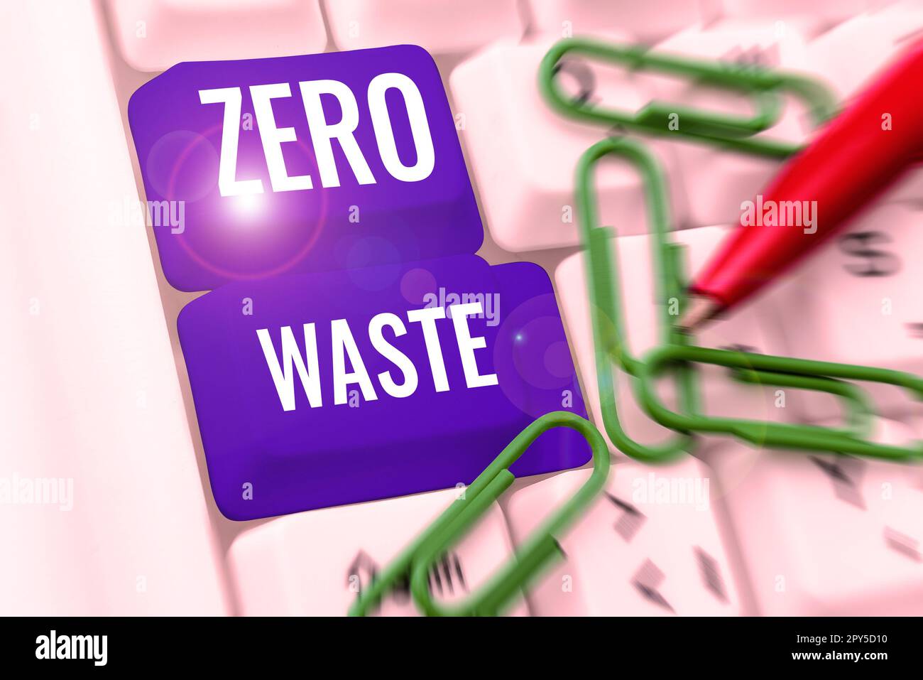 Textbeschriftung mit „Zero Waste“. Geschäftskonzept industrielle Verantwortung umfasst Kompostierung, Recycling und Wiederverwendung Stockfoto