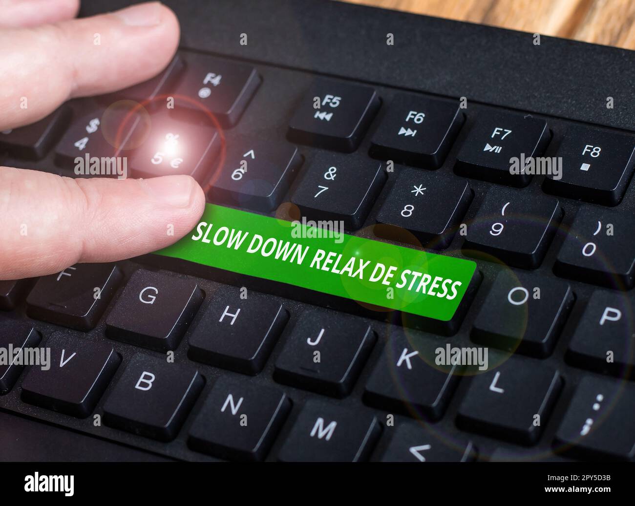 Textbeschriftung mit Slow Down Relax De Stress. Internetkonzept Have a Break Stresspegel reduzieren Ruhe Stockfoto