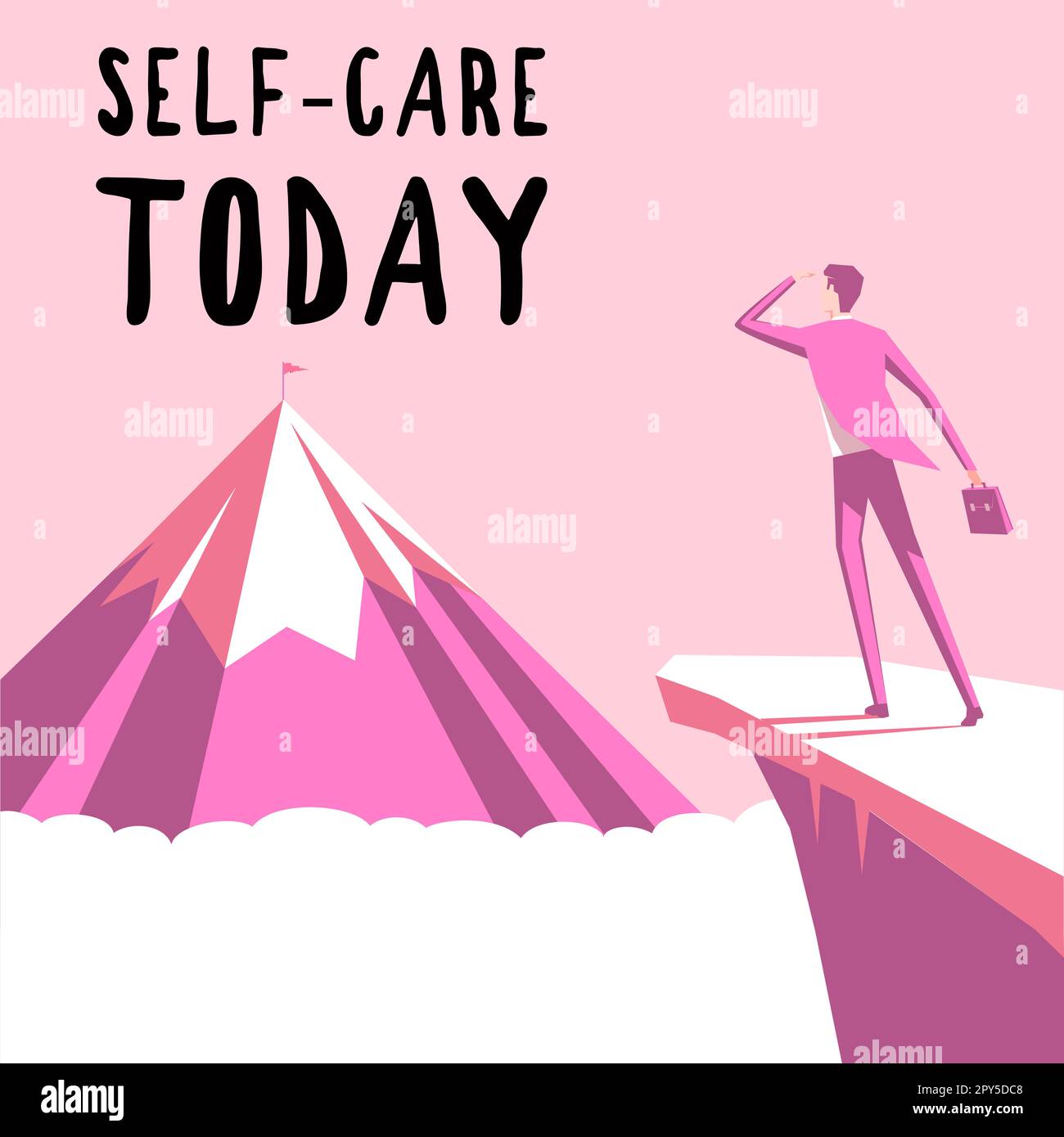 Handschriftlicher Text Self Care Today. Konzeptfoto die Praxis, Maßnahmen zu ergreifen, um die eigene Gesundheit zu verbessern Stockfoto