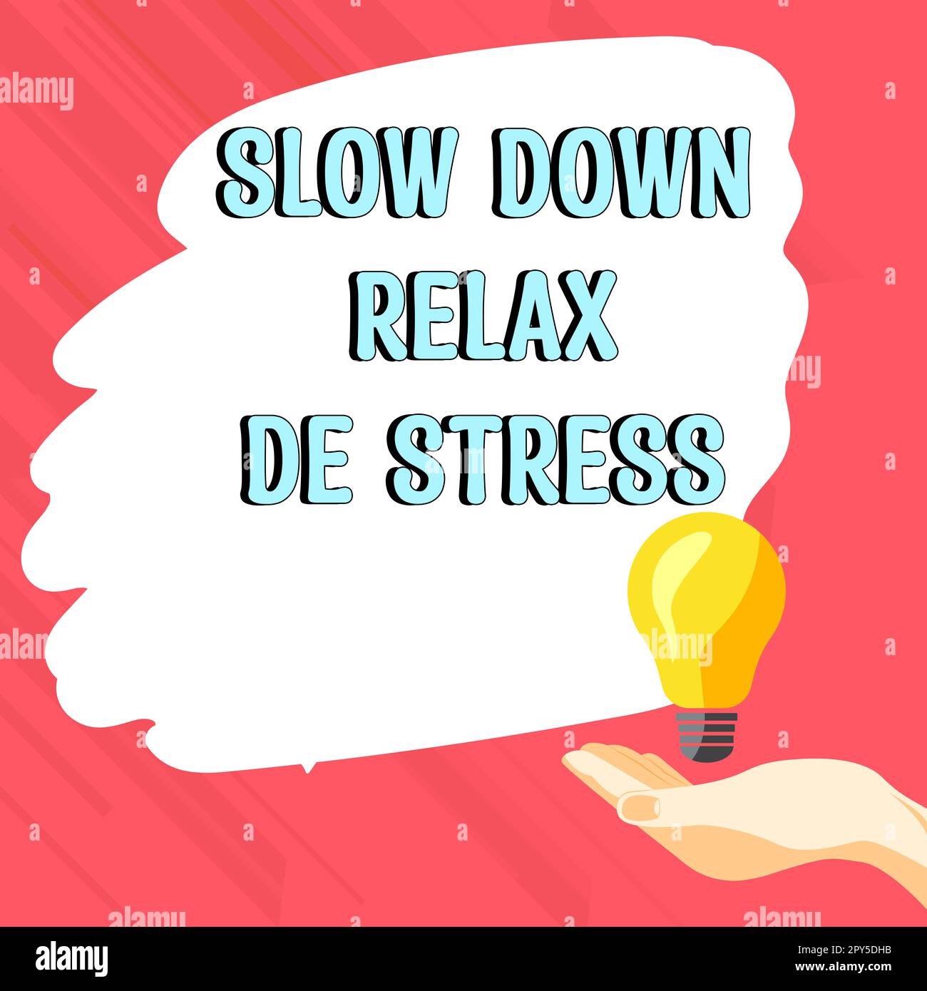Handgeschriebenes Schild Slow Down Relax De Stress. Geschäftsidee Pause Stress reduzieren Ruhe bewahren Stockfoto
