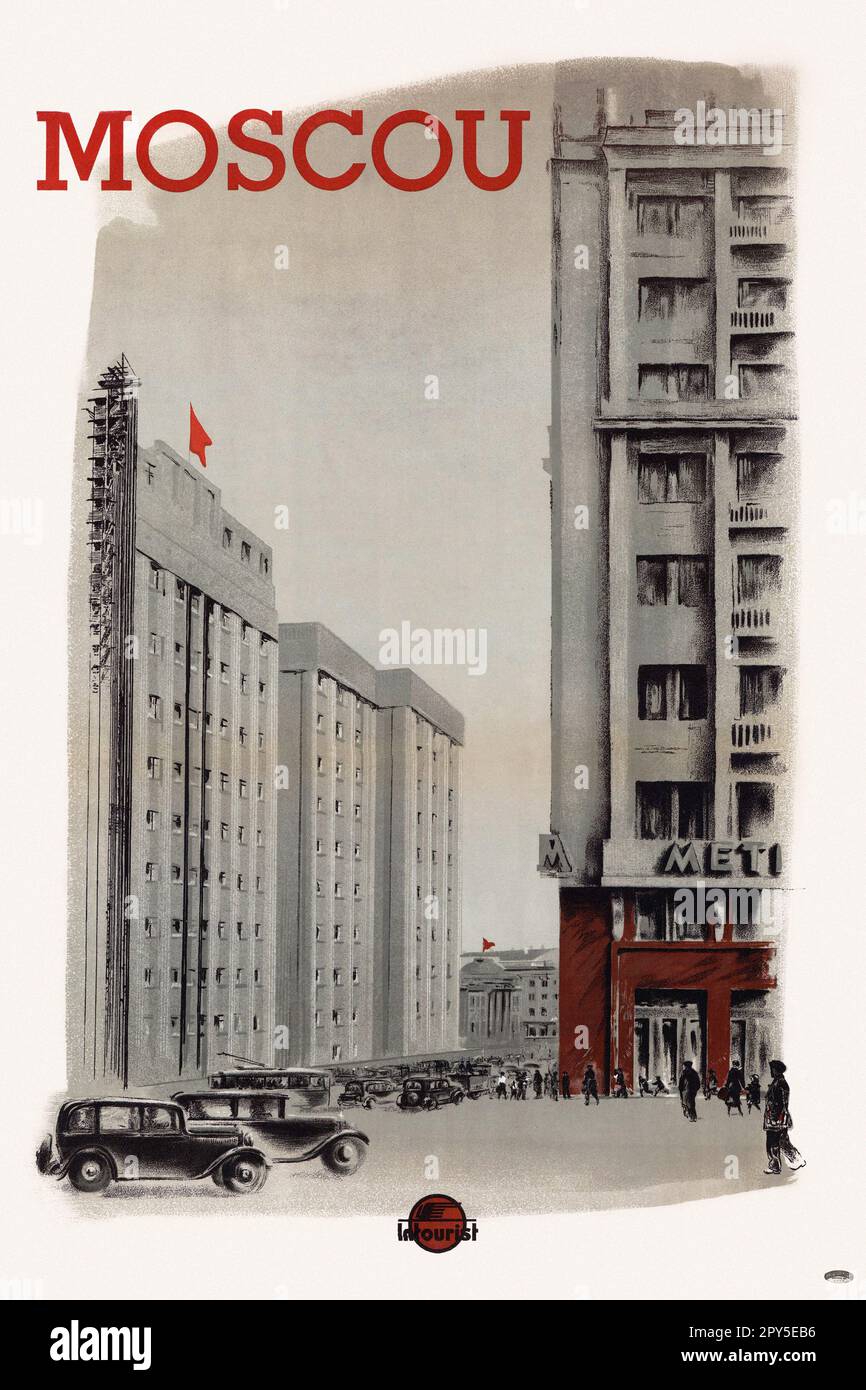 Moscou. Künstler unbekannt. Poster veröffentlicht 1936 in der UdSSR. Stockfoto